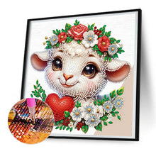 Load image into Gallery viewer, Diamond Painting - Partial Special Shaped - Little sheep wearing flowers (30*30CM)