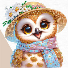 Load image into Gallery viewer, Diamond Painting - Partial Special Shaped - little owl wearing flower (30*30CM)