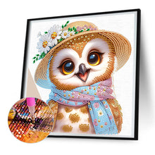 Load image into Gallery viewer, Diamond Painting - Partial Special Shaped - little owl wearing flower (30*30CM)