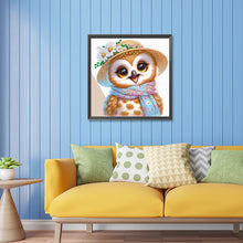 Load image into Gallery viewer, Diamond Painting - Partial Special Shaped - little owl wearing flower (30*30CM)