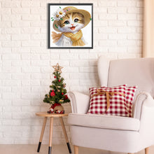 Load image into Gallery viewer, Diamond Painting - Partial Special Shaped - Little cat with flowers (30*30CM)