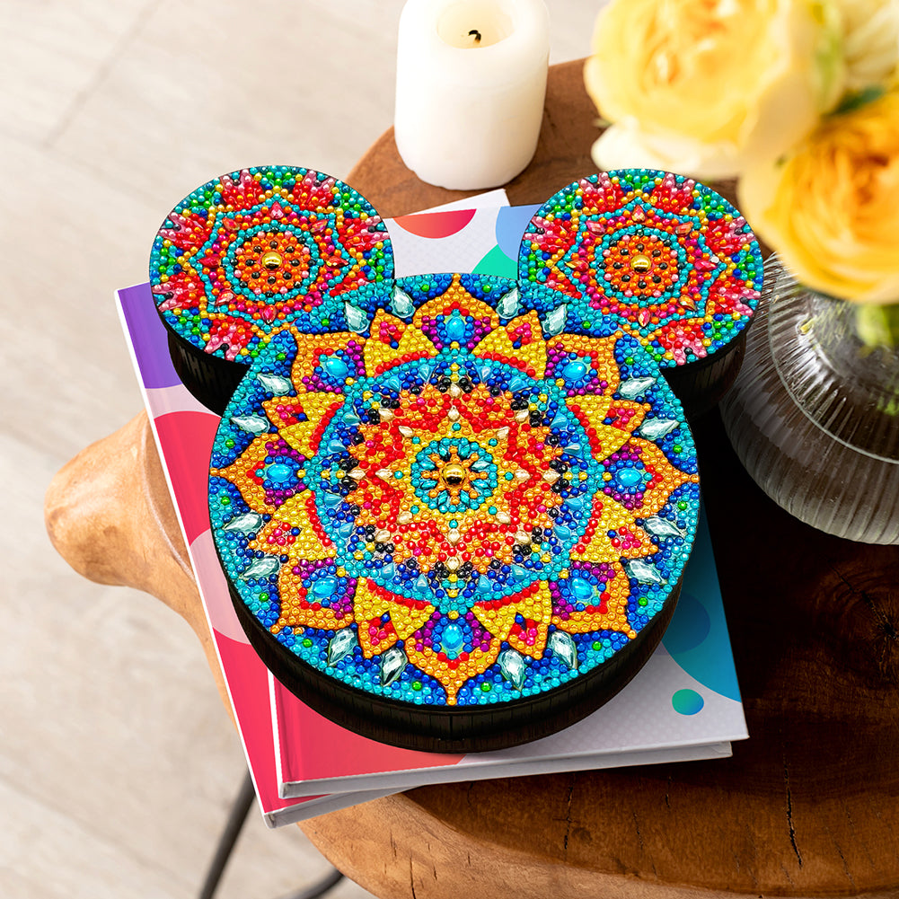 Wood DIY Diamond Painting Jewelry Organizer Box Kit for Adults Kids (Mandala)