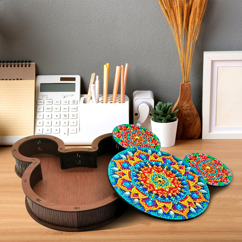 Wood DIY Diamond Painting Jewelry Organizer Box Kit for Adults Kids (Mandala)