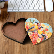 Load image into Gallery viewer, Wood DIY Diamond Painting Jewelry Box Kit for Adults Kids (Heart Flower Bird)
