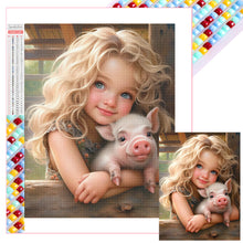 Load image into Gallery viewer, Diamond Painting - Full Square - little girl holding animals (30*40CM)