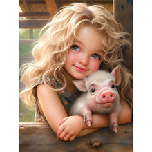 Load image into Gallery viewer, Diamond Painting - Full Square - little girl holding animals (30*40CM)