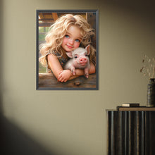 Load image into Gallery viewer, Diamond Painting - Full Square - little girl holding animals (30*40CM)
