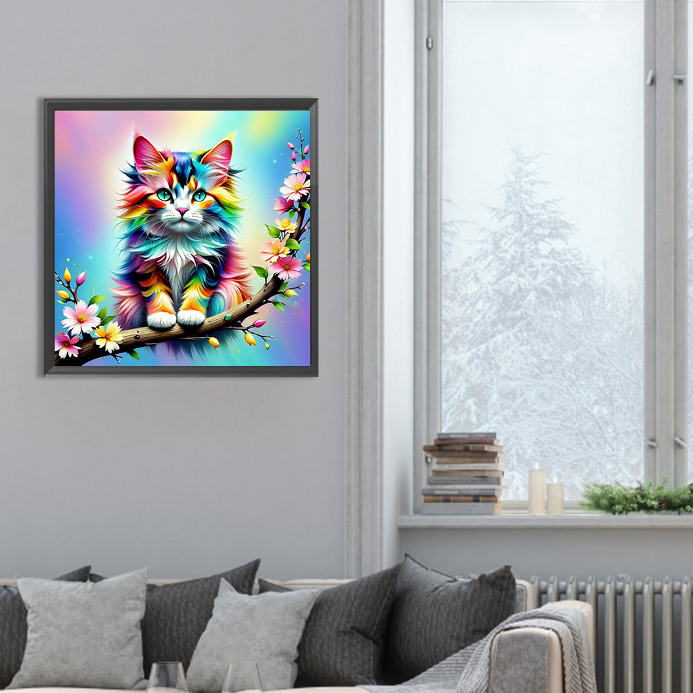 Diamond Painting - Full Round - colorful cat (30*30CM)