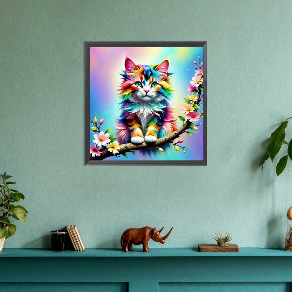 Diamond Painting - Full Round - colorful cat (30*30CM)