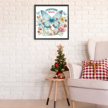 Load image into Gallery viewer, Diamond Painting - Partial Special Shaped - butterfly flower calligraphy and painting (30*30CM)