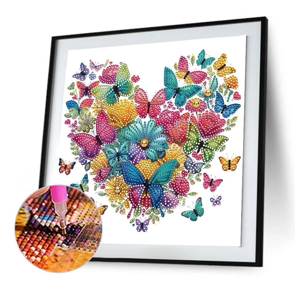Diamond Painting - Partial Special Shaped - butterfly love calligraphy and painting (30*30CM)