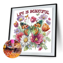 Load image into Gallery viewer, Diamond Painting - Partial Special Shaped - butterfly flower calligraphy and painting (30*30CM)