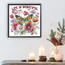 Load image into Gallery viewer, Diamond Painting - Partial Special Shaped - butterfly flower calligraphy and painting (30*30CM)