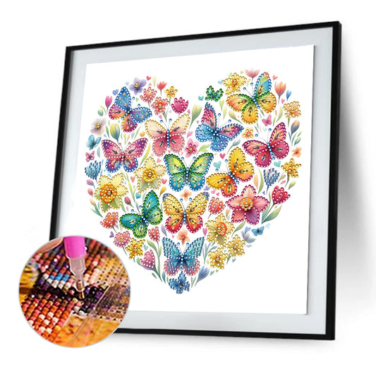 Diamond Painting - Partial Special Shaped - butterfly love calligraphy and painting (30*30CM)