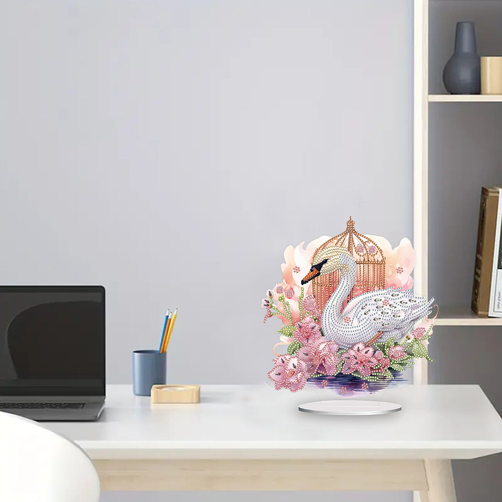 Acrylic Flamingo Cage Diamond Painting Desktop Decor for Office Desktop Decor