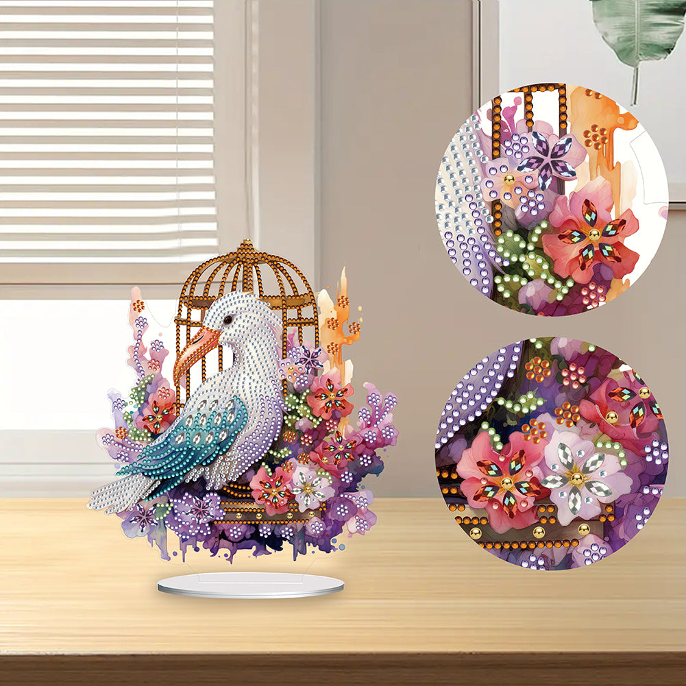 Acrylic Flamingo Cage Diamond Painting Desktop Decor for Office Desktop Decor