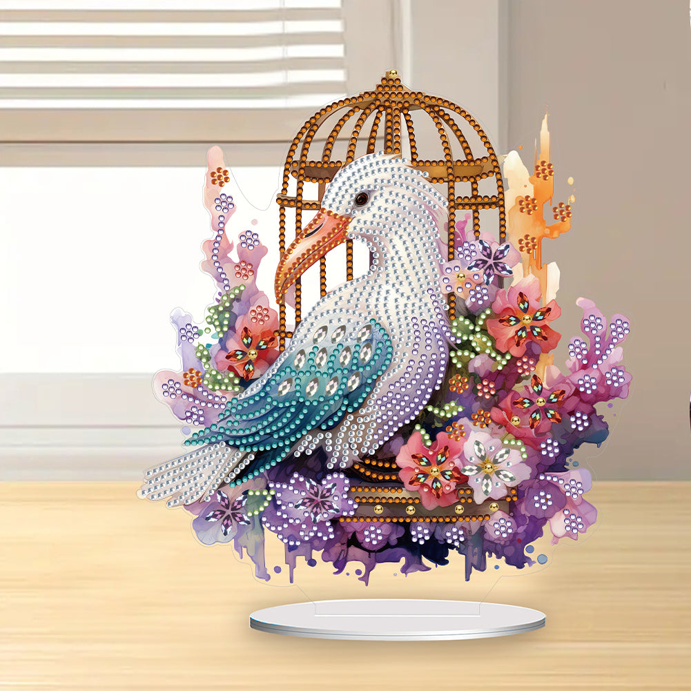 Acrylic Flamingo Cage Diamond Painting Desktop Decor for Office Desktop Decor