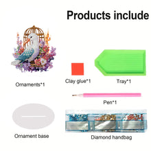 Load image into Gallery viewer, Acrylic Flamingo Cage Diamond Painting Desktop Decor for Office Desktop Decor