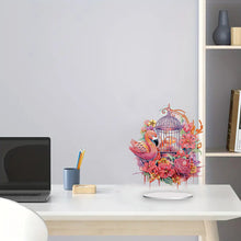 Load image into Gallery viewer, Acrylic Flamingo Cage Diamond Painting Desktop Decor for Office Desktop Decor