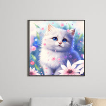 Load image into Gallery viewer, Diamond Painting - Full Round - Flowers and white cat (30*30CM)