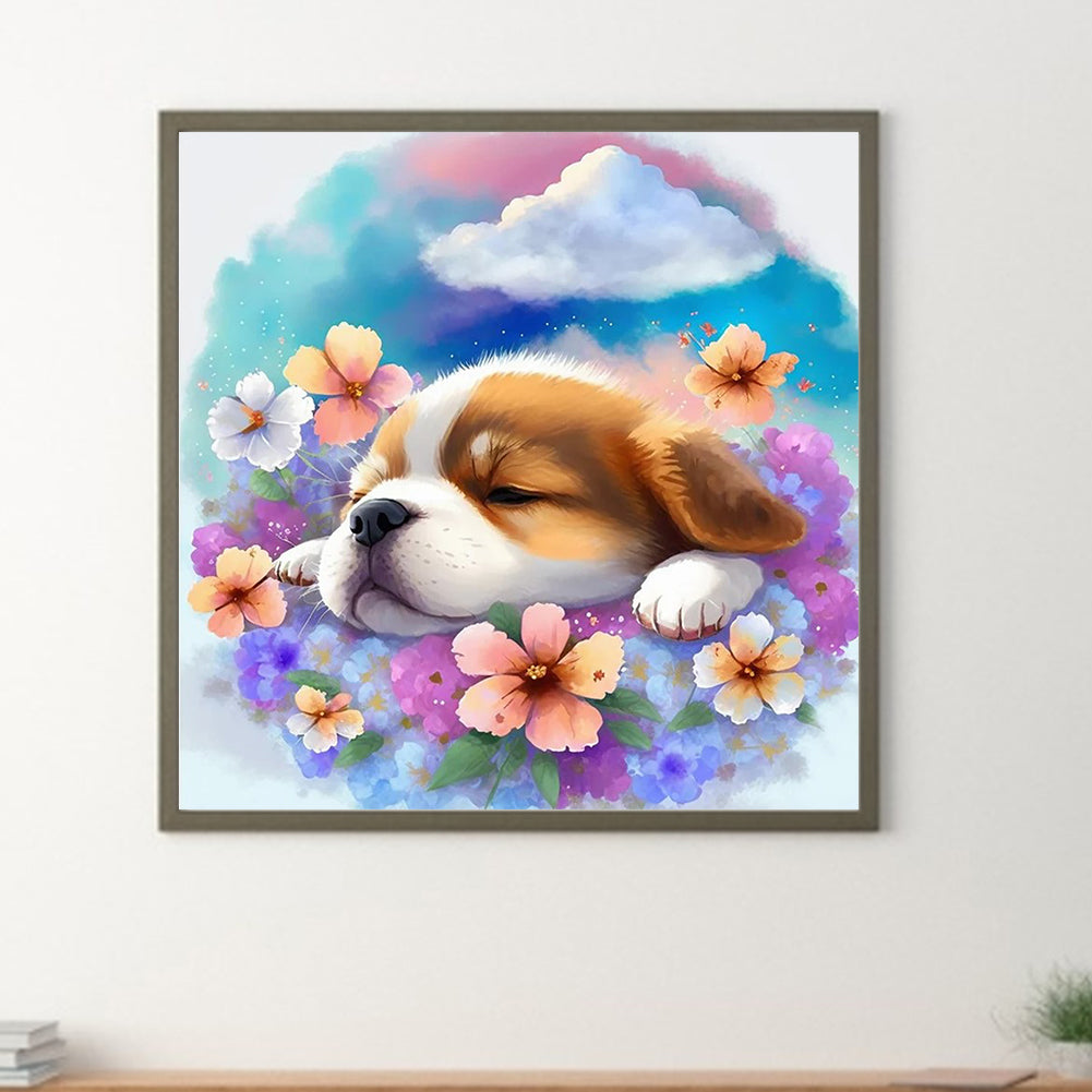 Diamond Painting - Full Round - sleeping dog (30*30CM)