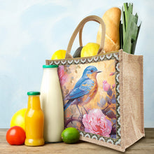 Load image into Gallery viewer, Flowers and Bird Linen Reusable Diamond Painting Tote Bag for Women Adults Craft
