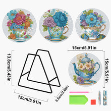 Load image into Gallery viewer, 4 Pcs Milk Cow Wooden Diamond Painted Placemats Tea Art Bouquet Kitchen Dish Mat