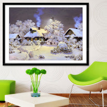 Load image into Gallery viewer, Snow House 30x24cm(canvas) partial round drill diamond painting