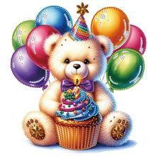 Load image into Gallery viewer, Diamond Painting - Partial Special Shaped - birthday teddy bear (30*30CM)