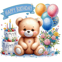Load image into Gallery viewer, Diamond Painting - Partial Special Shaped - birthday teddy bear (30*30CM)