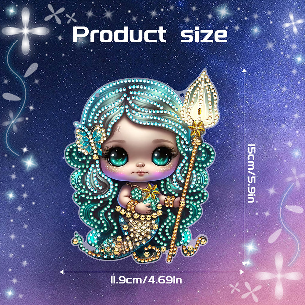 Acrylic Dragon and Witch Single-Sided 5D DIY Diamond Painting Hanging Pendant