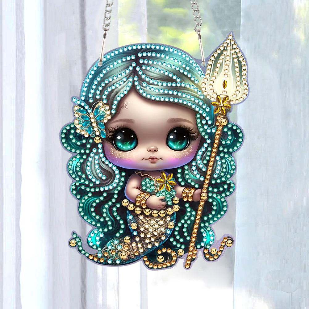 Acrylic Dragon and Witch Single-Sided 5D DIY Diamond Painting Hanging Pendant