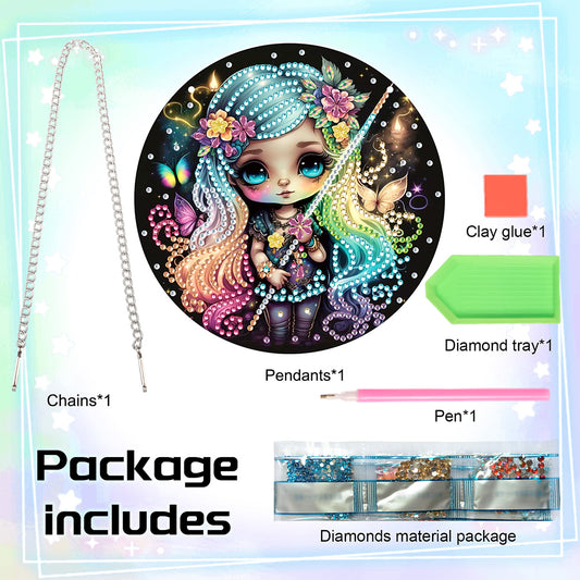 Acrylic Dragon and Witch Single-Sided 5D DIY Diamond Painting Hanging Pendant