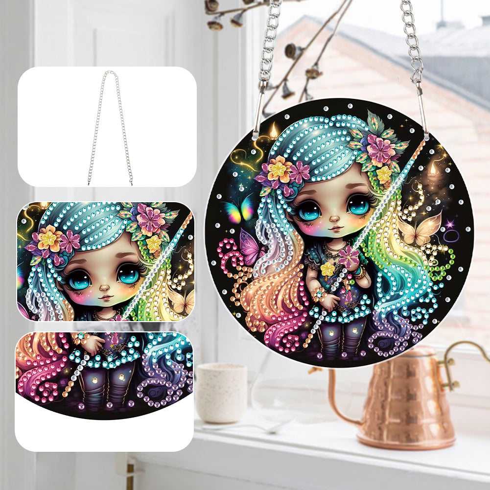 Acrylic Dragon and Witch Single-Sided 5D DIY Diamond Painting Hanging Pendant