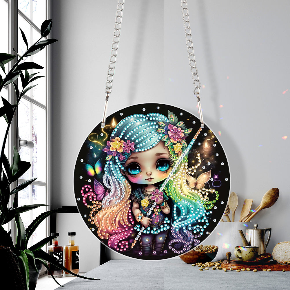 Acrylic Dragon and Witch Single-Sided 5D DIY Diamond Painting Hanging Pendant