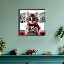 Load image into Gallery viewer, Diamond Painting - Full Round - cat drinking coffee (30*30CM)