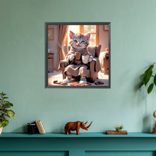 Load image into Gallery viewer, Diamond Painting - Full Round - cat drinking coffee (30*30CM)