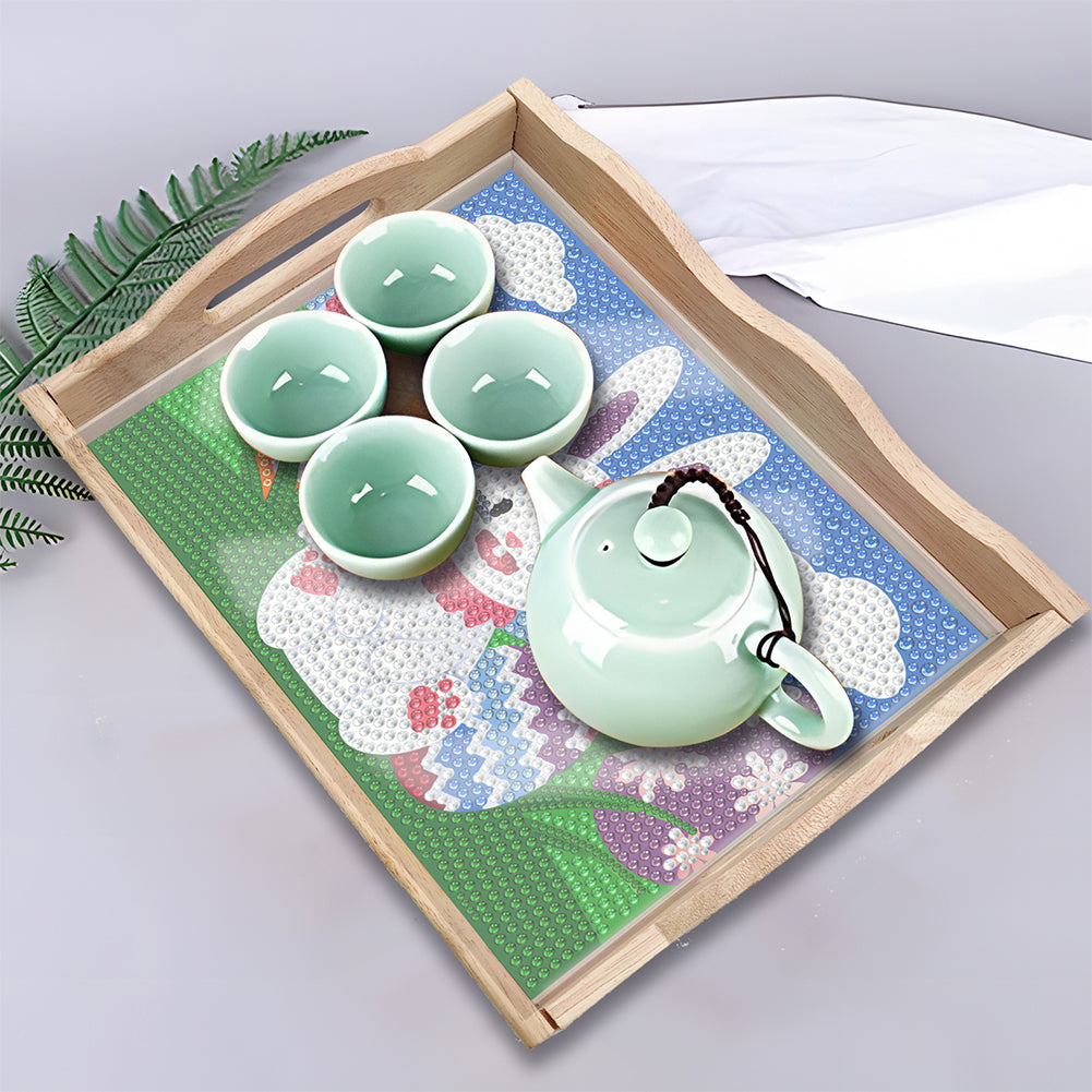 Easter Bunny Diamond Painting Nesting Food Trays with Handle for Serving Food