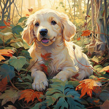Load image into Gallery viewer, Diamond Painting - Full Round - puppy in forest (30*30CM)