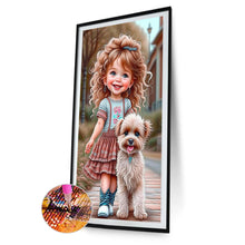 Load image into Gallery viewer, Diamond Painting - Full Round - little girl with puppy (40*70CM)