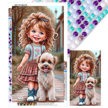 Load image into Gallery viewer, Diamond Painting - Full Round - little girl with puppy (40*70CM)