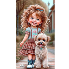 Load image into Gallery viewer, Diamond Painting - Full Round - little girl with puppy (40*70CM)