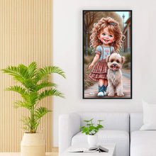 Load image into Gallery viewer, Diamond Painting - Full Round - little girl with puppy (40*70CM)