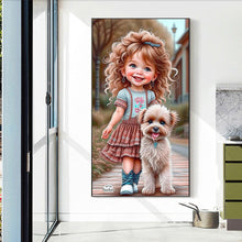 Load image into Gallery viewer, Diamond Painting - Full Round - little girl with puppy (40*70CM)