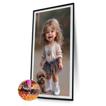Load image into Gallery viewer, Diamond Painting - Full Round - little girl with puppy (40*70CM)