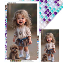 Load image into Gallery viewer, Diamond Painting - Full Round - little girl with puppy (40*70CM)