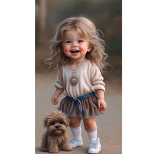 Load image into Gallery viewer, Diamond Painting - Full Round - little girl with puppy (40*70CM)