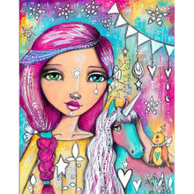 Load image into Gallery viewer, Diamond Painting - Full Round - purple-red haired girl (40*50CM)