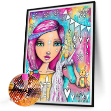 Load image into Gallery viewer, Diamond Painting - Full Round - purple-red haired girl (40*50CM)