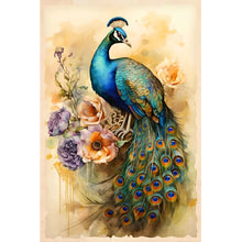 Load image into Gallery viewer, Diamond Painting - Full Round - Peacock standing on flower (40*60CM)